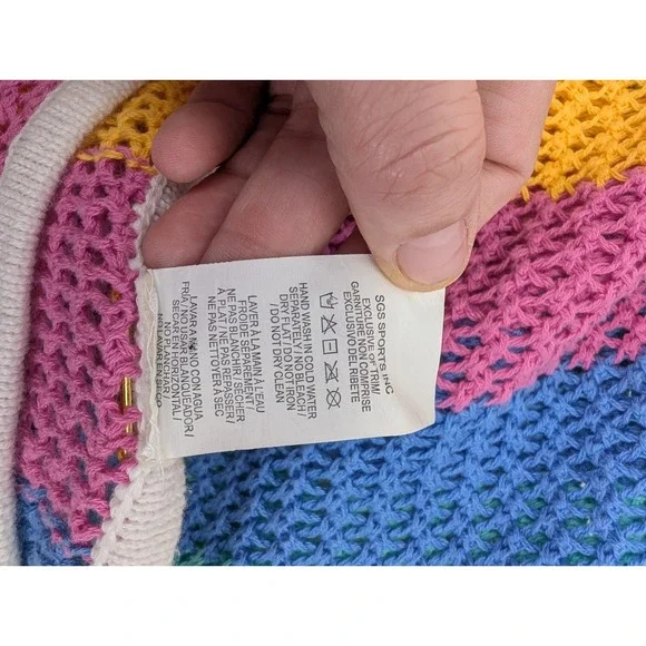 Body Glove Crochet Swim Cover Women Large Open Knit Fringe Unicorn Rainbow Beach - Picture 8 of 12